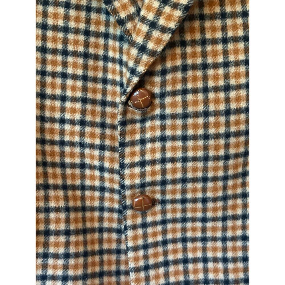 DAKS London Wool Check Men’s Blazer Brown Plaid Vintage Sport Coat 42R - Picture 2 of 9
